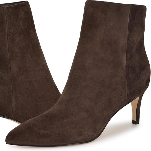 Brand New! 100% Suede, Rich Chocolate Brown Nine West Ankle boot, sz 9 w/ box - Picture 2 of 6